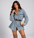 Sloane Oversized Denim Shirt Jacket - Light Blue