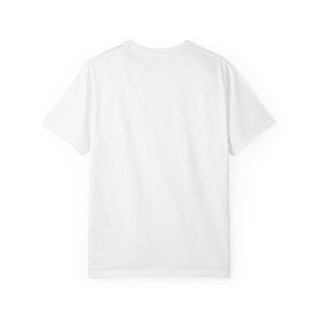 Plain back view of the white Dog Mom Hug t-shirt