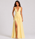 Seraphina Ruched Halter Maxi Dress - Yellow