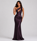 Isolde One-Shoulder Satin Maxi Dress - Plum