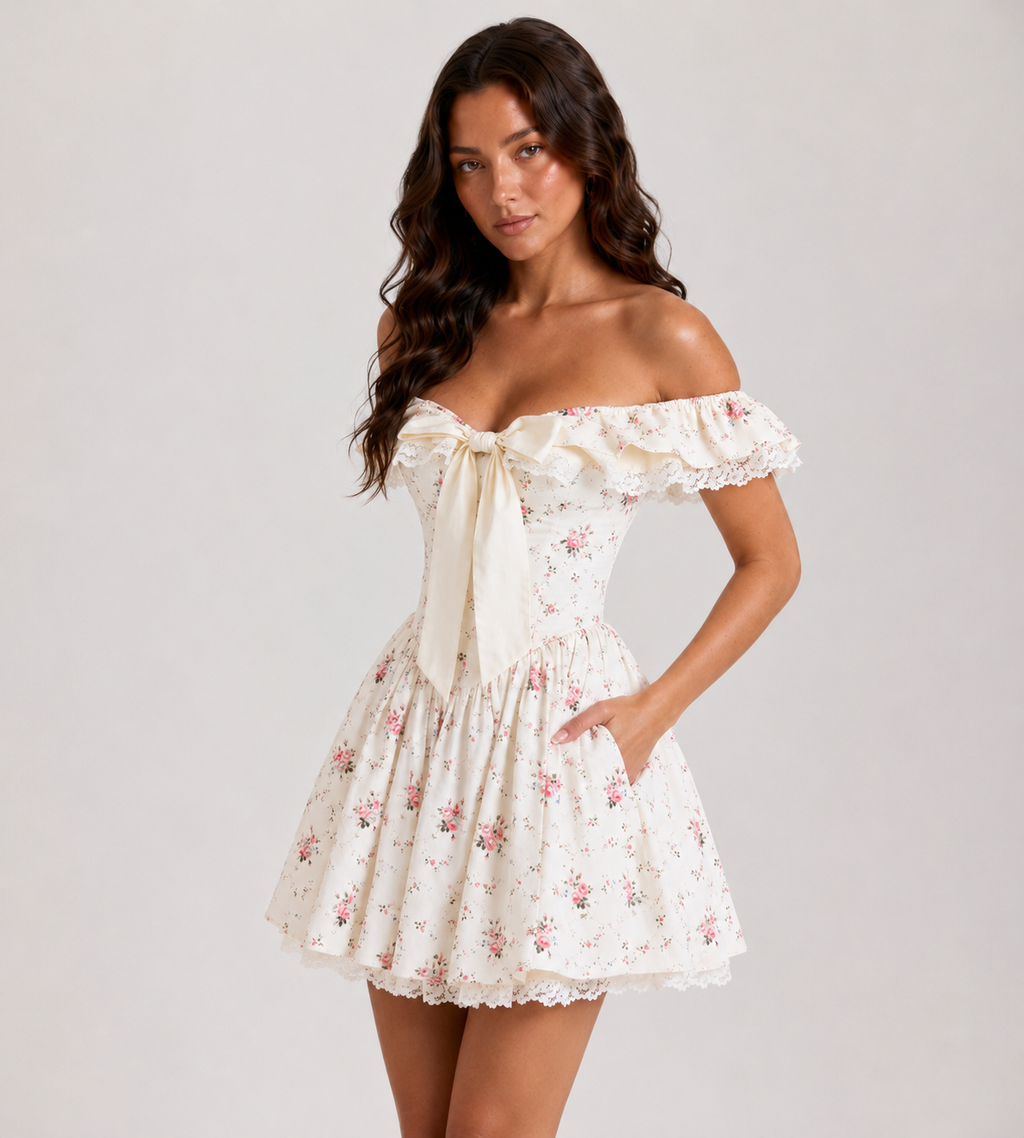 Juliette Off-Shoulder Ruffle Mini Dress - Floral