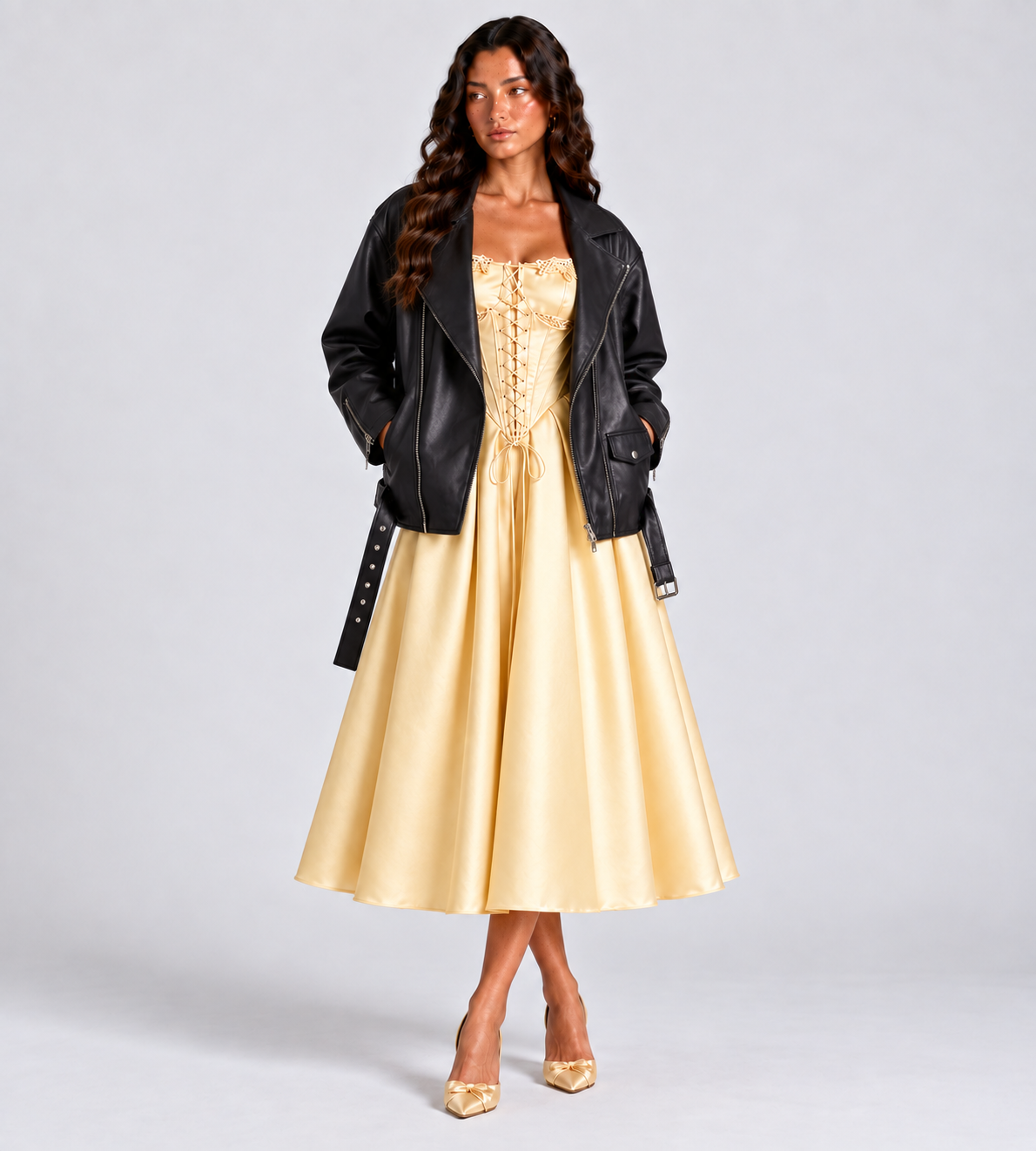 Mara Oversized Faux Leather Biker Jacket - Black