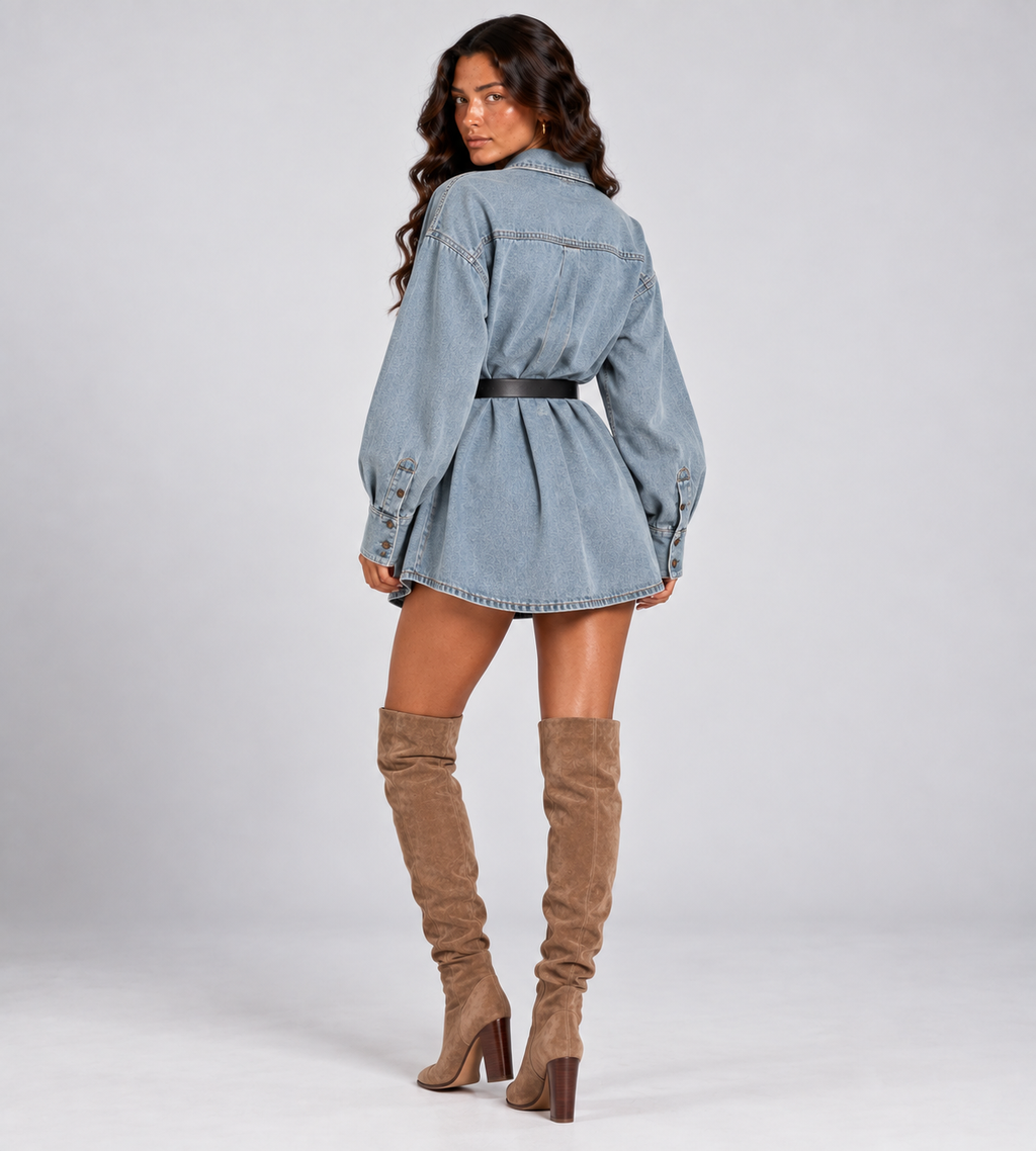 Sloane Oversized Denim Shirt Jacket - Light Blue