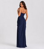 Camille Strapless Draped Maxi Dress - Navy