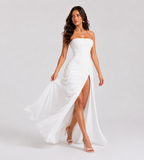 Camille Strapless Draped Maxi Dress - White