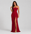 Camille Strapless Draped Maxi Dress - Red
