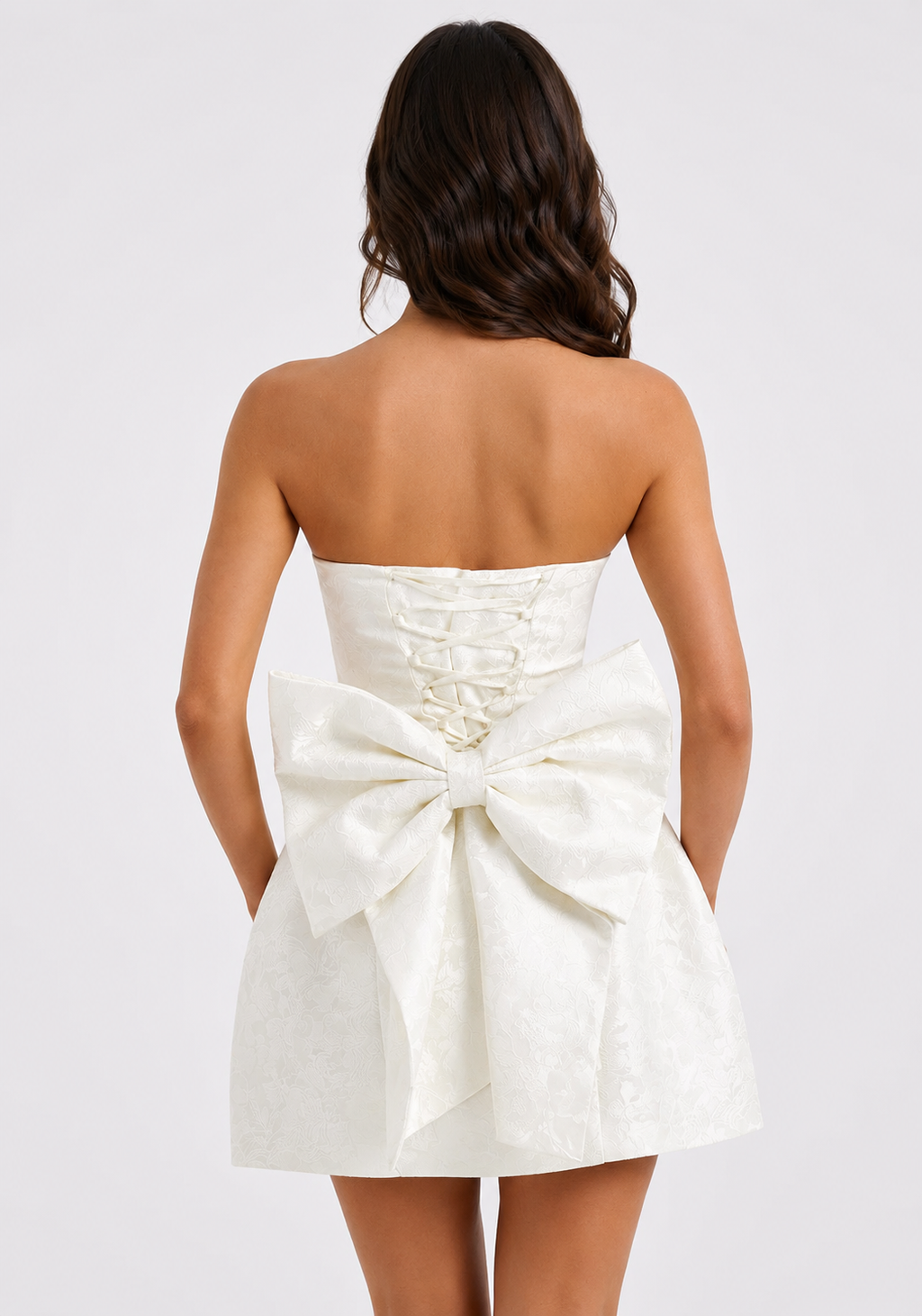 Elara Bow-Back Mini Dress - White