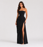 Camille Strapless Draped Maxi Dress - Black