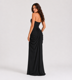 Camille Strapless Draped Maxi Dress - Black