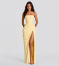 Camille Strapless Draped Maxi Dress - Lemon