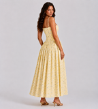 Solene Floral Midi Dress - Lemon