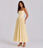Solene Floral Midi Dress - Lemon