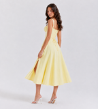 Marielle Ruched Corset Midi Dress - Yellow