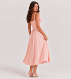 Marielle Ruched Corset Midi Dress - Pink