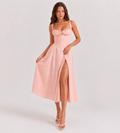 Marielle Ruched Corset Midi Dress - Pink