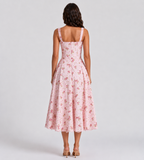 Rosalie Floral Corset Midi Dress - Pink