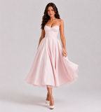 Odette Tulle Corset Midi Dress - Pink