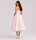 Odette Tulle Corset Midi Dress - Pink