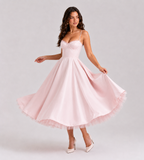 Odette Tulle Corset Midi Dress - Pink