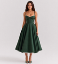 Odette Tulle Corset Midi Dress - Green