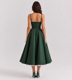 Odette Tulle Corset Midi Dress - Green