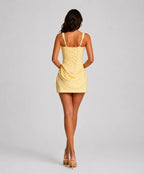 Sabine Draped Corset Mini Dress - Lemon