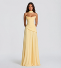 Delphine Scarf-Drape Corset Maxi Dress - Lemon