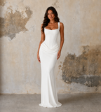 Alessia Cowl-Drape Corset Maxi Dress - White