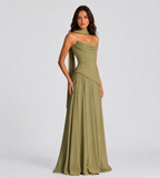 Delphine Scarf-Drape Corset Maxi Dress - Sage Green
