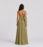 Delphine Scarf-Drape Corset Maxi Dress - Sage Green