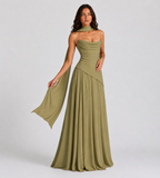 Delphine Scarf-Drape Corset Maxi Dress - Sage Green
