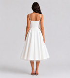 Odette Tulle Corset Midi Dress - White