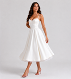 Odette Tulle Corset Midi Dress - White