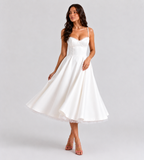 Odette Tulle Corset Midi Dress - White