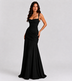 Margot Square-Neck Corset Maxi Dress - Black
