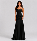 Margot Square-Neck Corset Maxi Dress - Black
