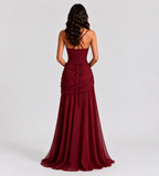 Margot Square-Neck Corset Maxi Dress - Red