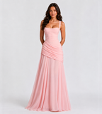 Margot Square-Neck Corset Maxi Dress - Pink