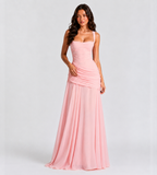 Margot Square-Neck Corset Maxi Dress - Pink