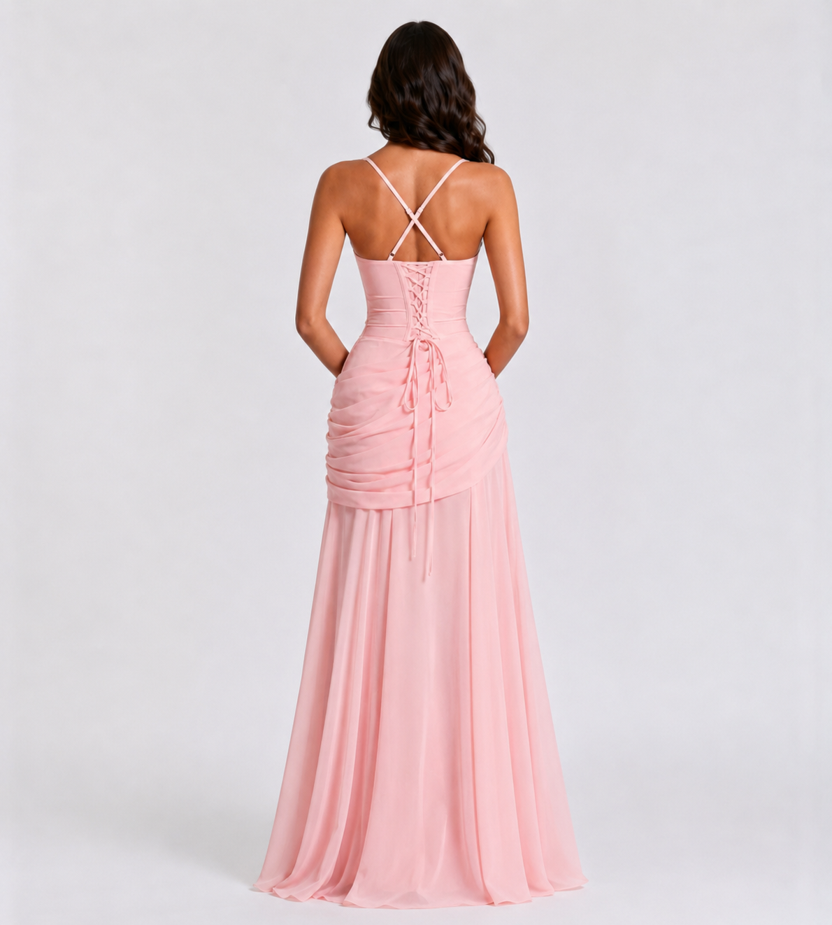 Margot Square-Neck Corset Maxi Dress - Pink