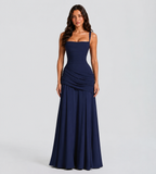 Margot Square-Neck Corset Maxi Dress - Navy