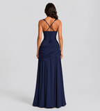 Margot Square-Neck Corset Maxi Dress - Navy