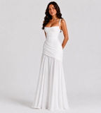 Margot Square-Neck Corset Maxi Dress - White