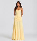 Margot Square-Neck Corset Maxi Dress - Lemon