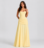 Margot Square-Neck Corset Maxi Dress - Lemon