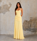 Margot Square-Neck Corset Maxi Dress - Lemon
