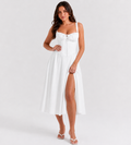 Marielle Ruched Corset Midi Dress - White