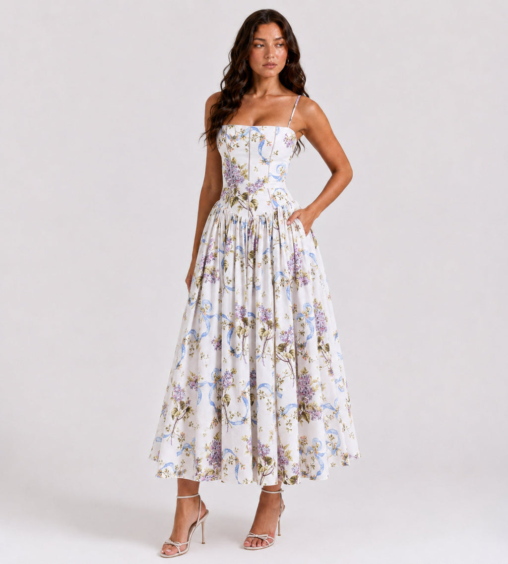 Liora Garden Midi Dress - Lilac