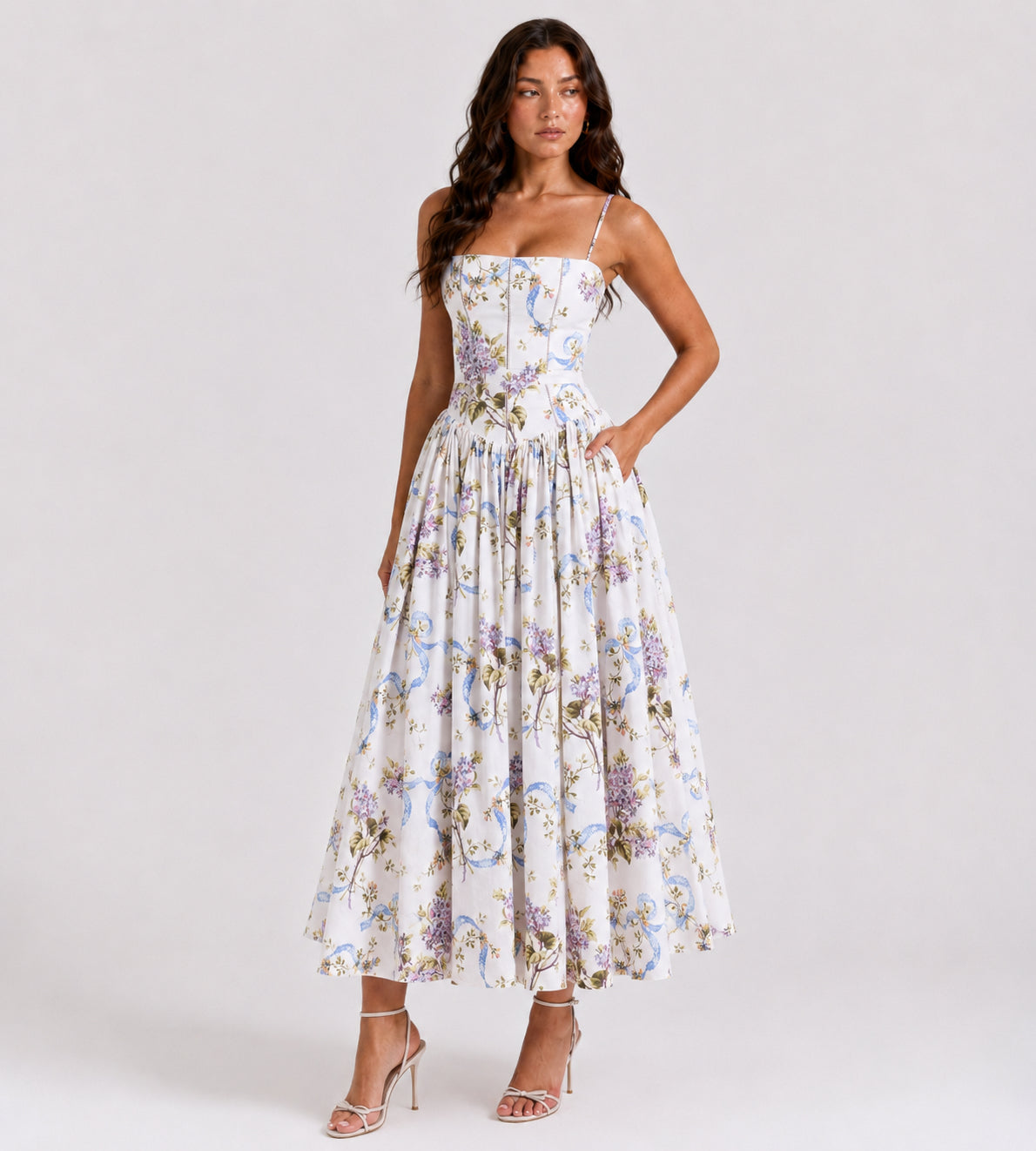 Liora Garden Midi Dress - Lilac