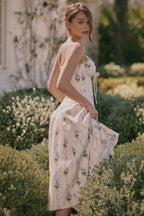 Estelle Floral Corset Midi Dress - Cream